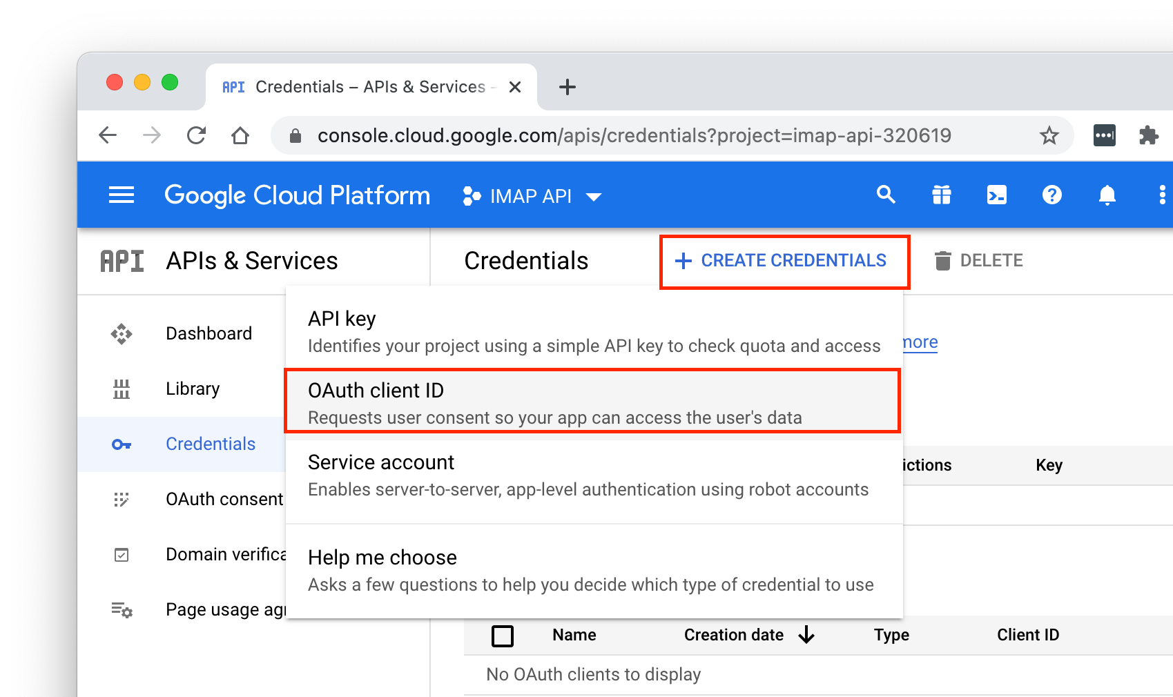 Setting up Gmail OAuth2