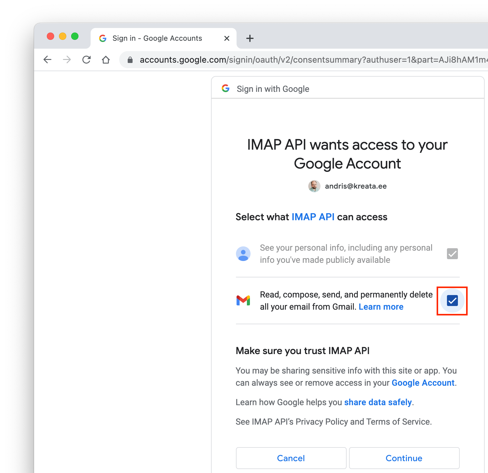 Setting up Gmail OAuth2