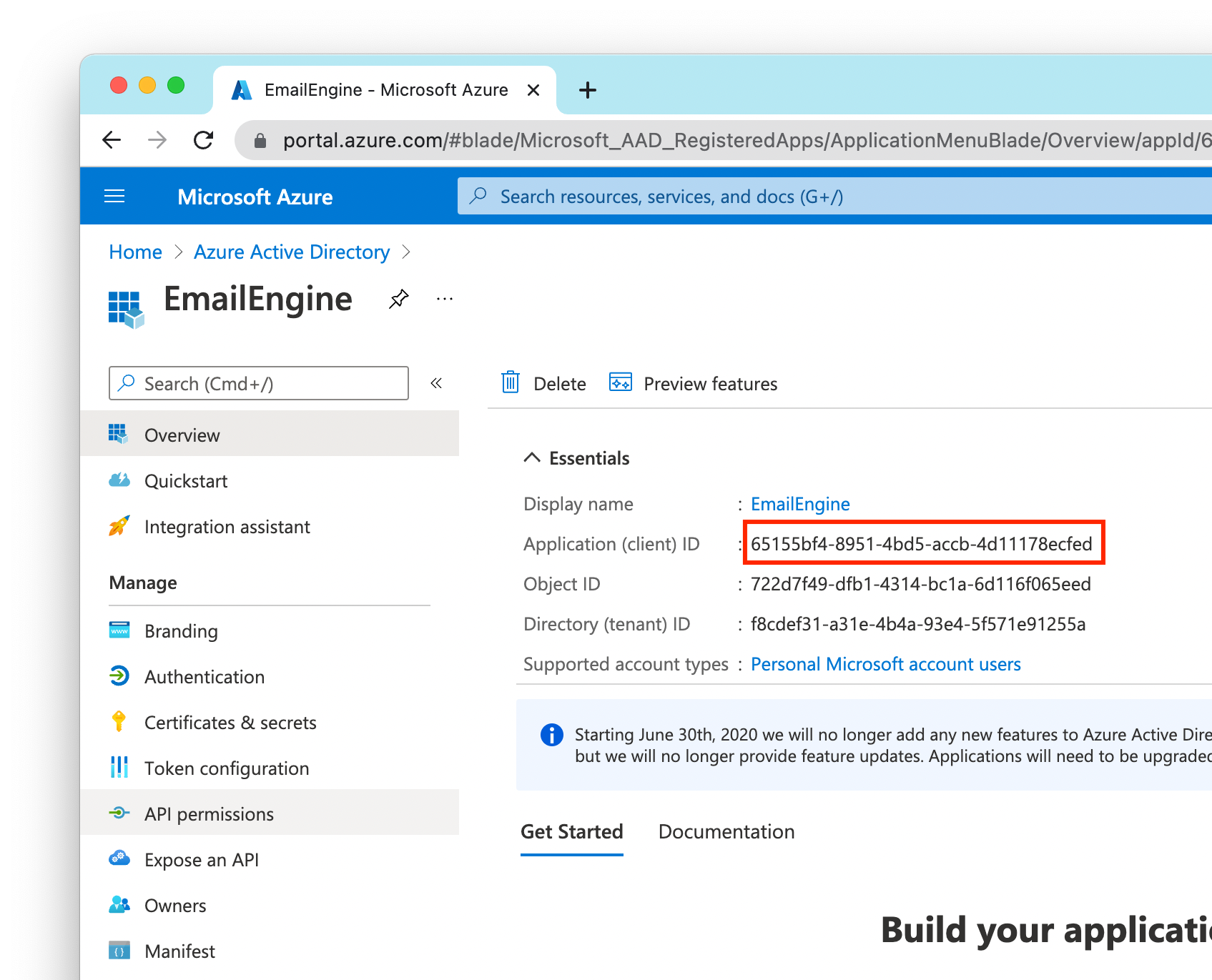 Setting up OAuth2 with Outlook