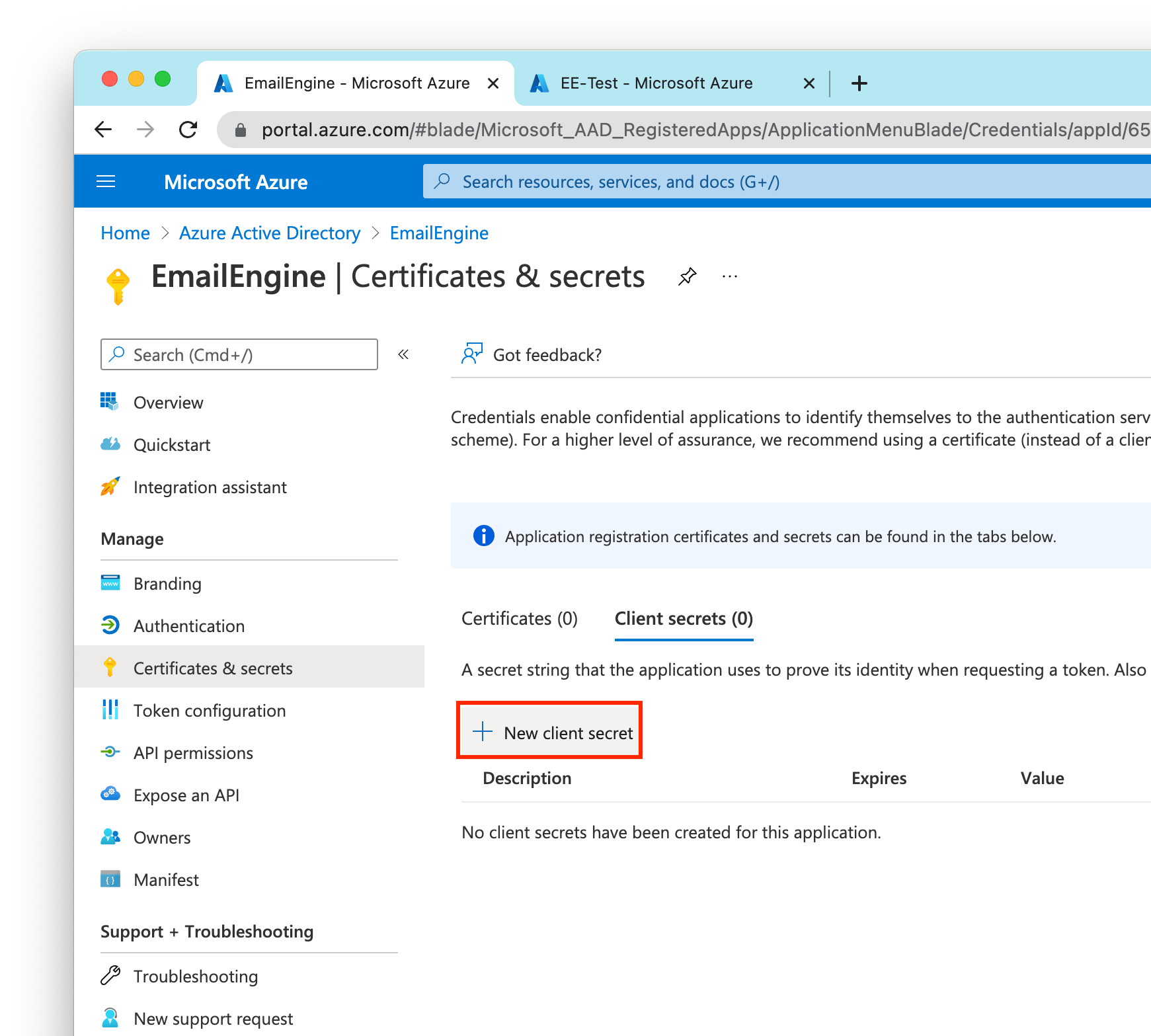 Setting up OAuth2 with Outlook