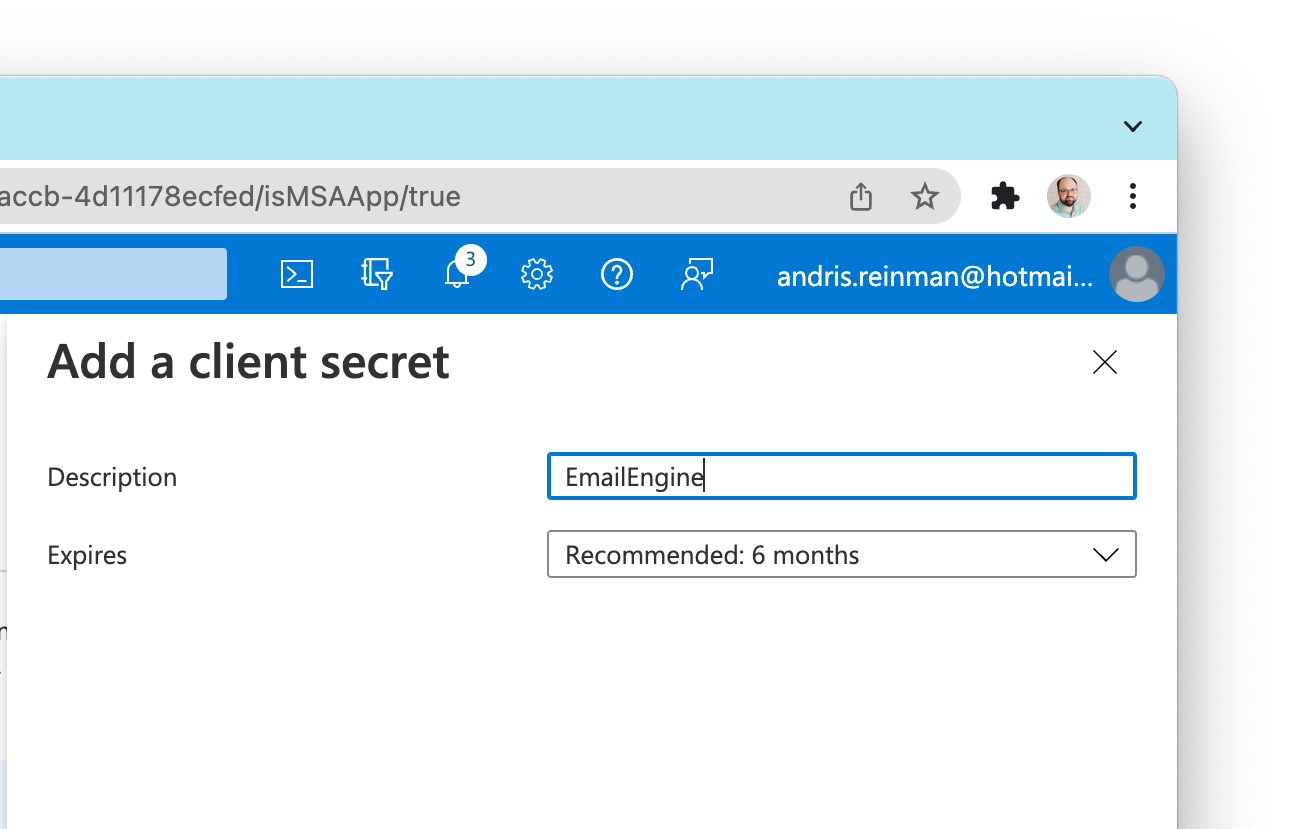 Setting up OAuth2 with Outlook